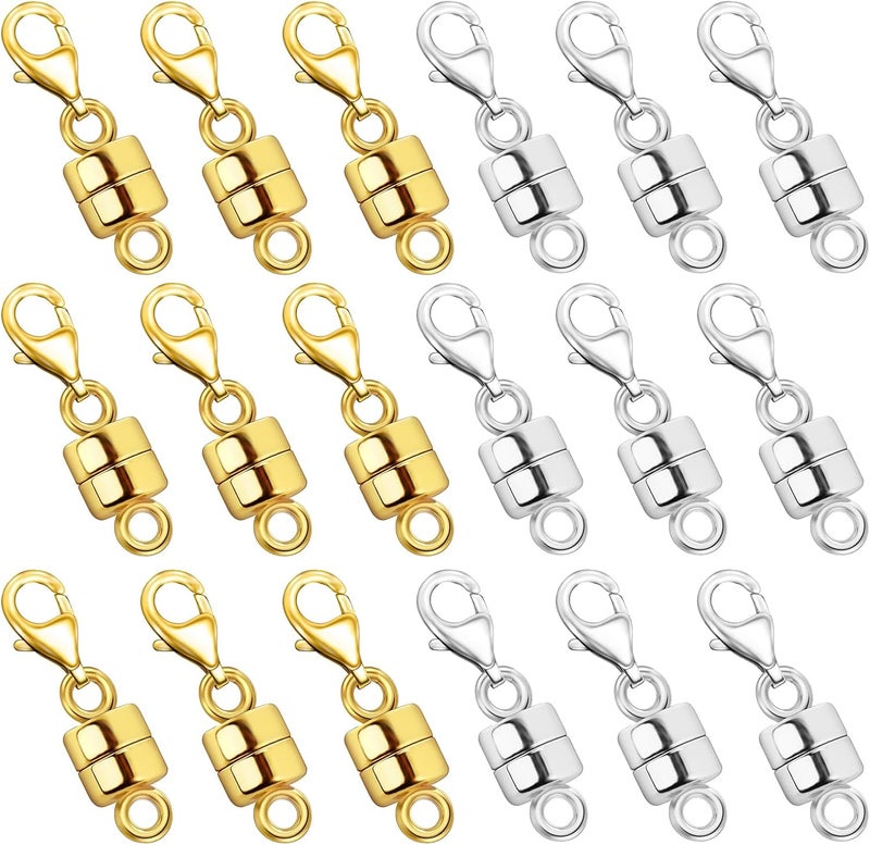 OHINGLT Magnetic Necklace Clasp Extra Strong, Gold and Silver Plated Magnet Jewelry Clasps Converters, Bracelet Extender for Women Seniors - Image 1